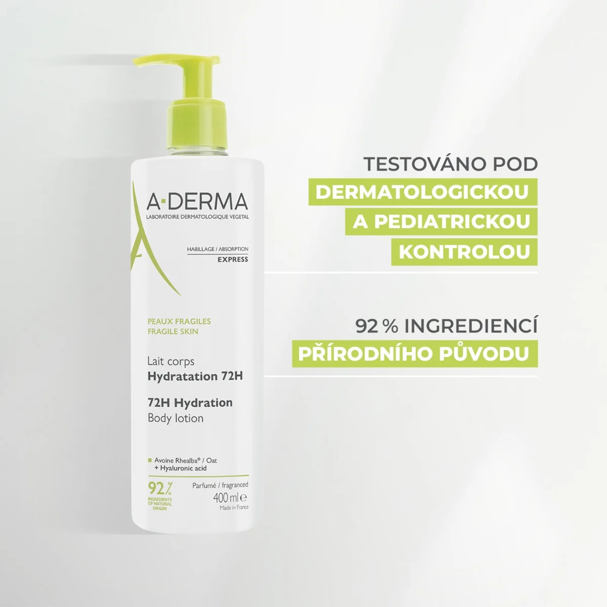 A-Derma Tělové mléko 72h hydratace 400 ml
