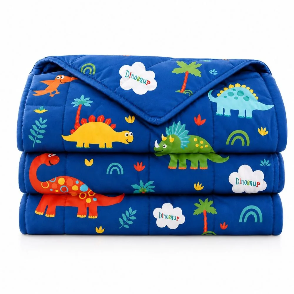 Tullo Zátěžová deka Fizjo 3 kg, 100 × 150 cm, modrá s dinosaury