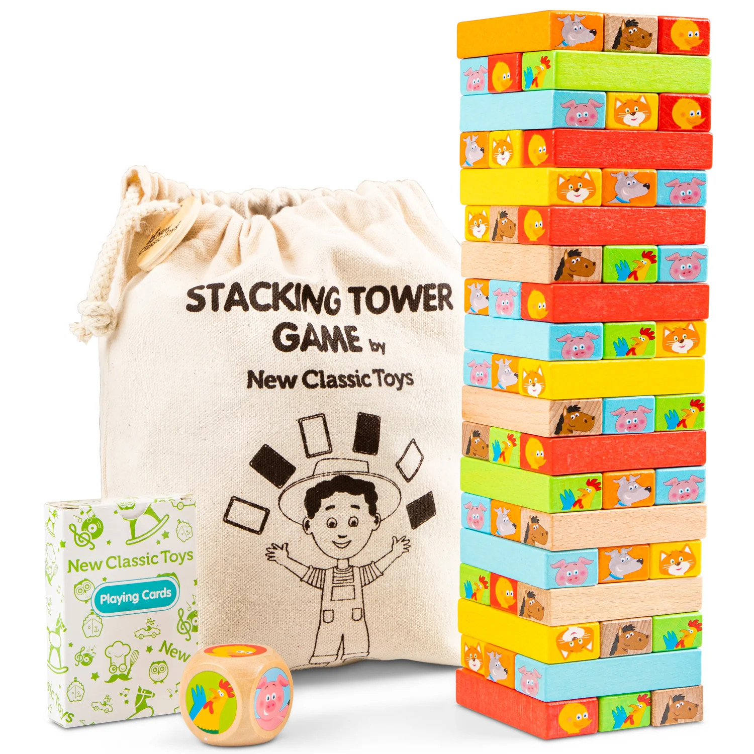 New Classic Toys Dřevěná věž Jenga se zvířátky
