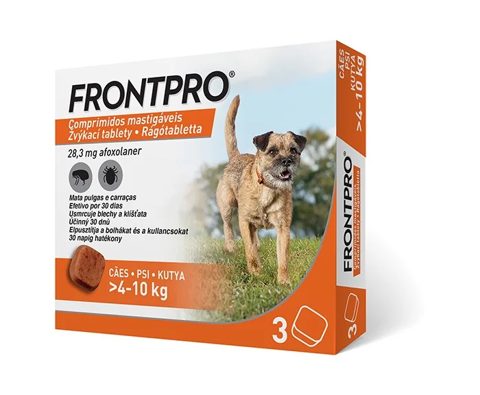FRONTPRO Žvýkací tablety pro psy 4–10 kg 28,3 mg 3 tablety