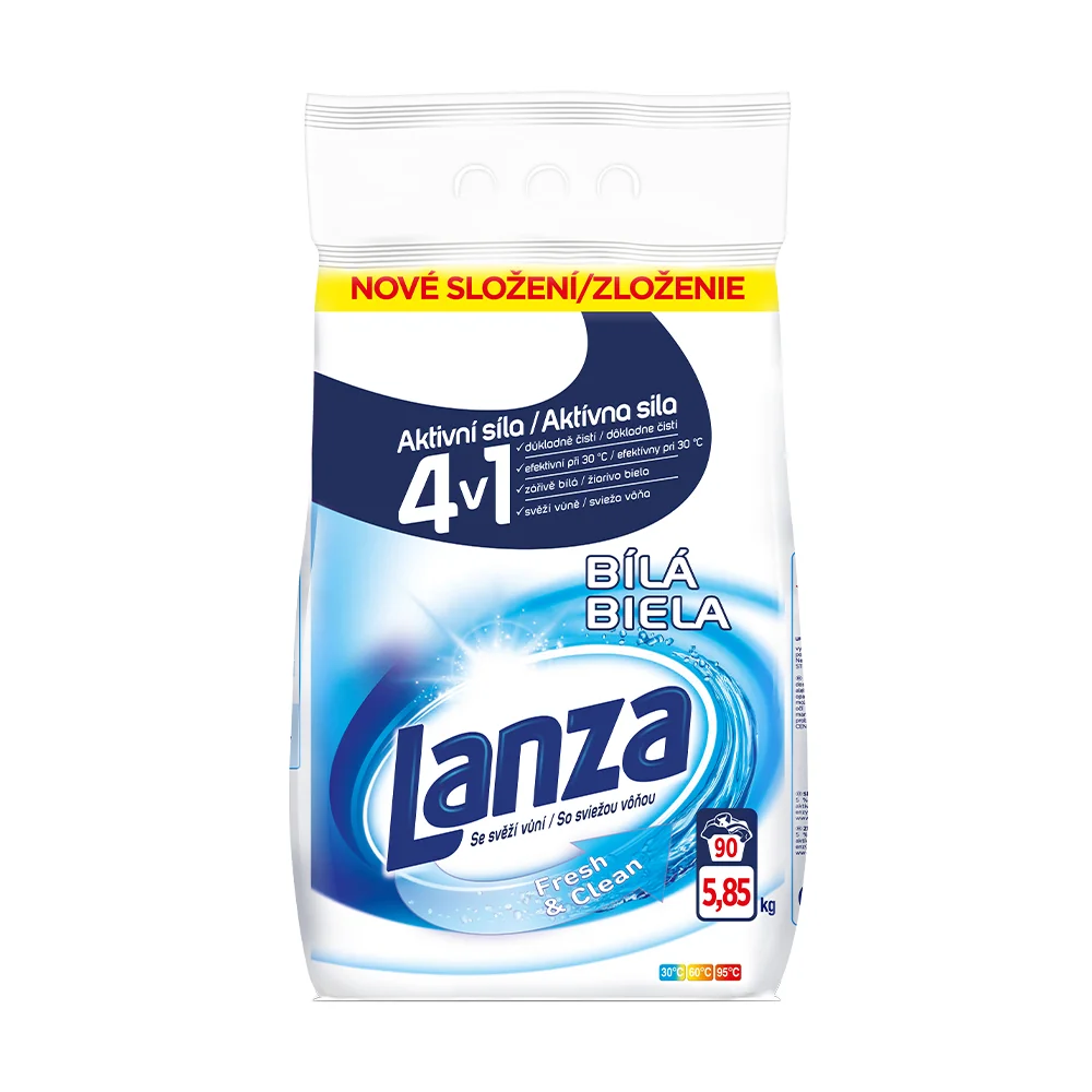 Lanza Fresh & Clean prášek na praní na bílé prádlo 90 dávek