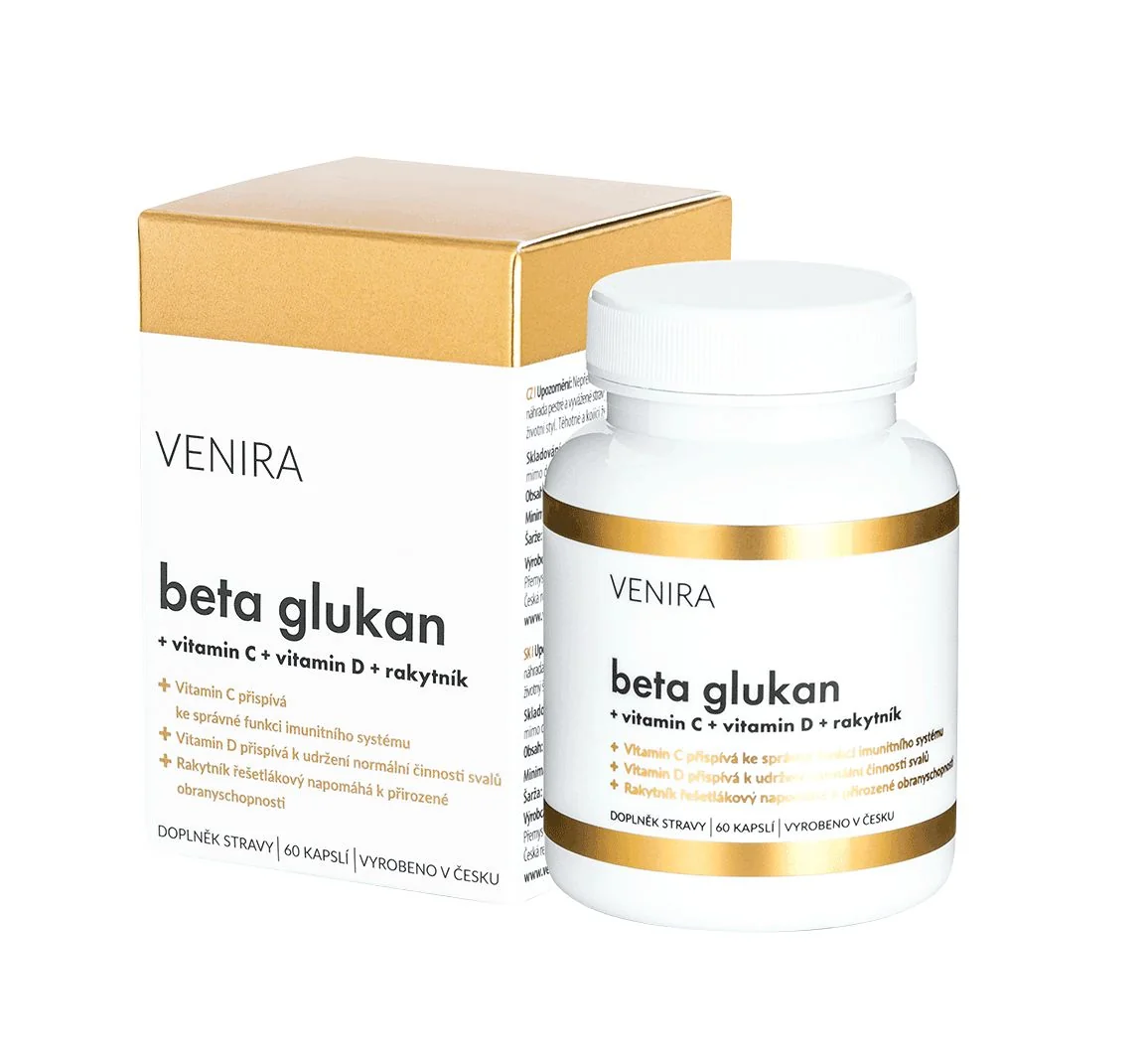 Venira Beta glukan + vitamin C a D + rakytník 60 kapslí