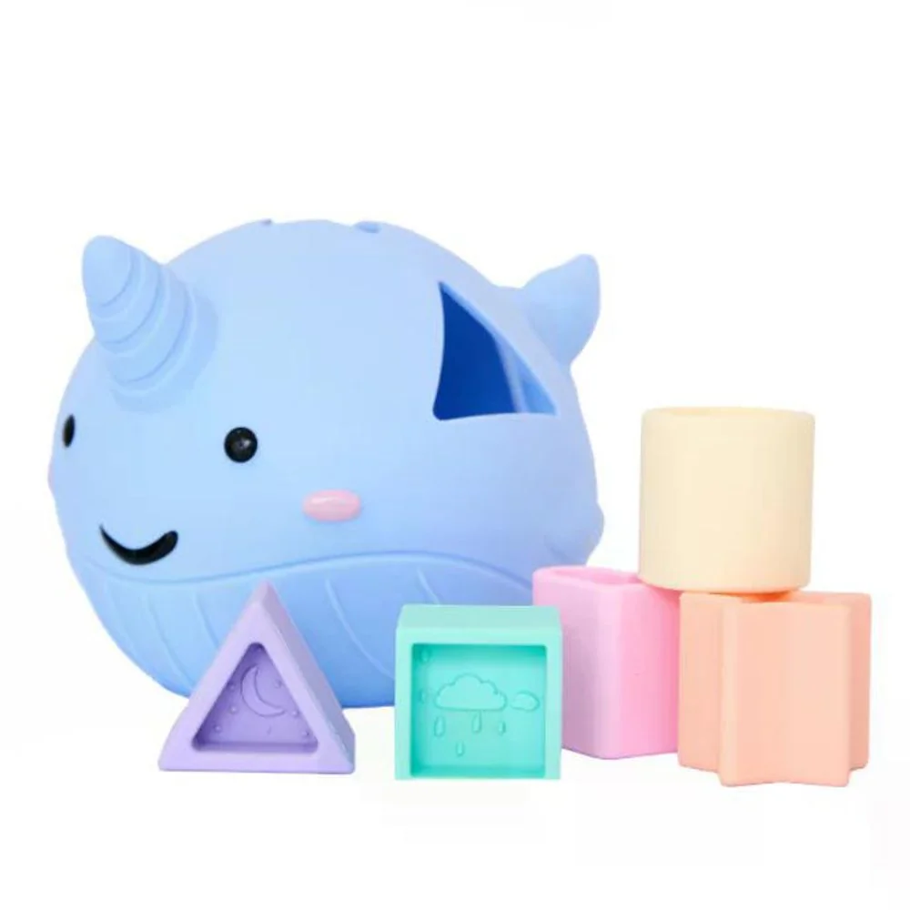 Jellystone Designs Silikonové třídění tvarů Narval, pastelové 