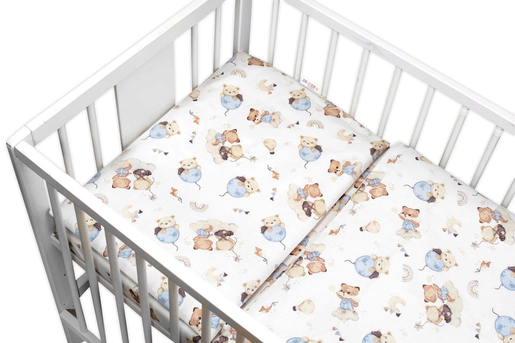 Baby Nellys Mantinel s povlečením do postýlky, 3D sada - Zábava s balónky