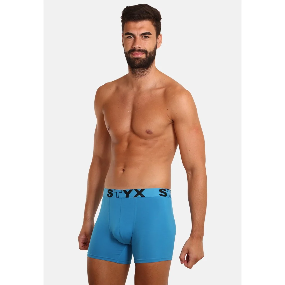 Styx Pánské boxerky long sportovní guma světle modré (U969) S