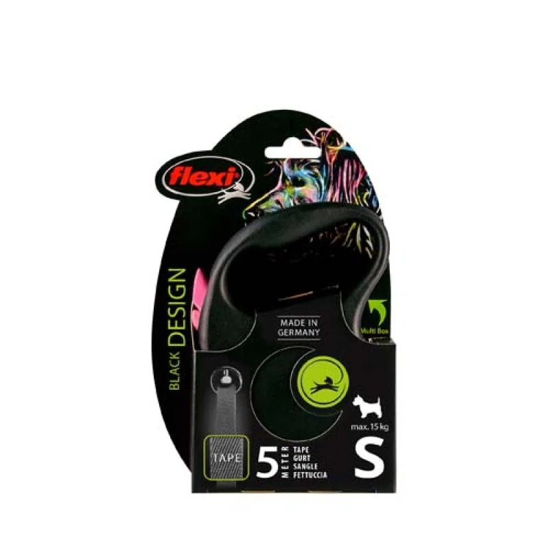 Flexi Vodítko Black Design páska S růžové 5m