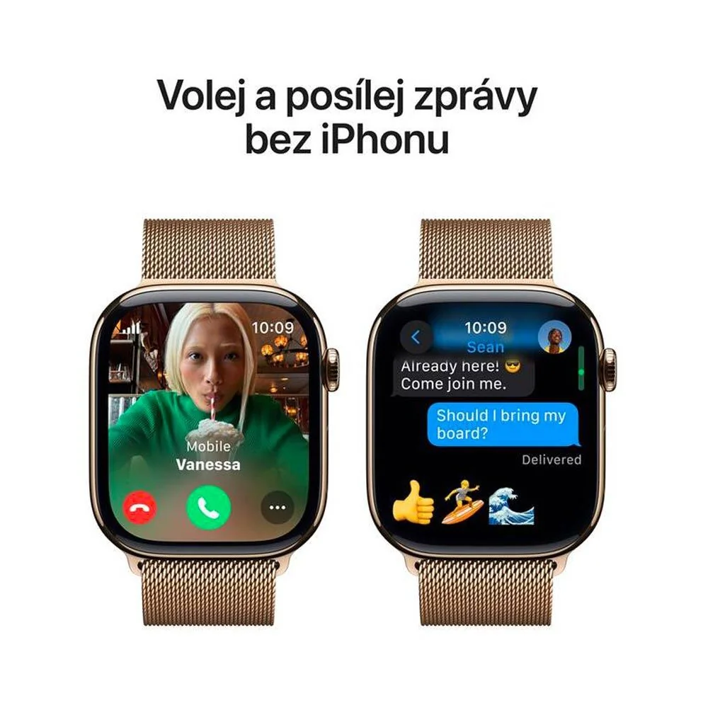 Apple Watch S10 Cellular 46 mm Milanese loop chytré hodinky gold/tit