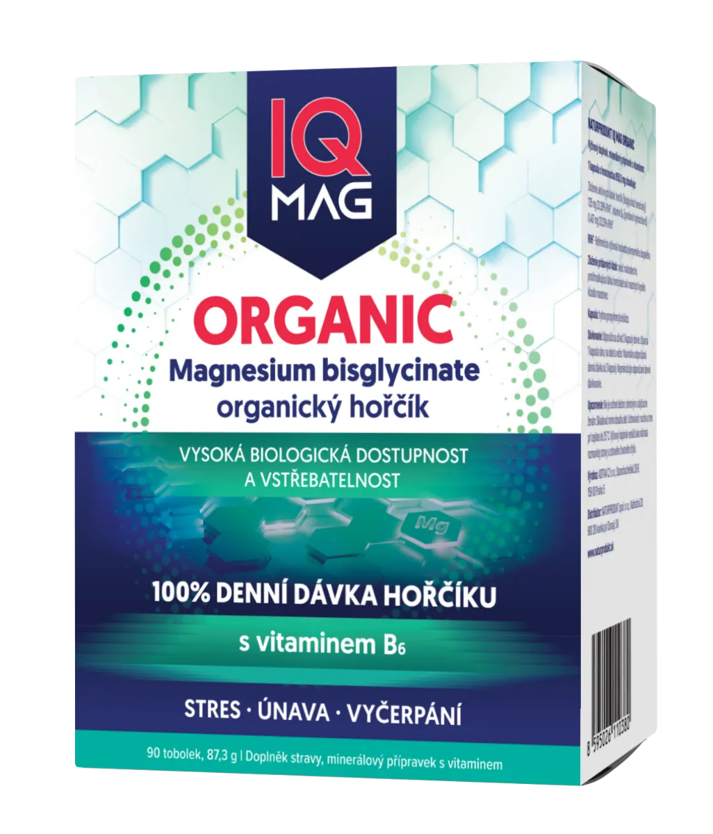IQ Mag ORGANIC Magnesium 375 mg + vitamín B6 90 tobolek