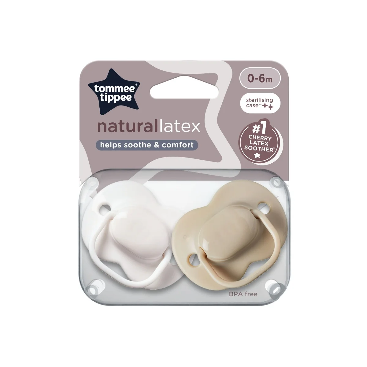Tommee Tippee Dudlík Cherry latex 0-6m 2 ks bílá-hnědá