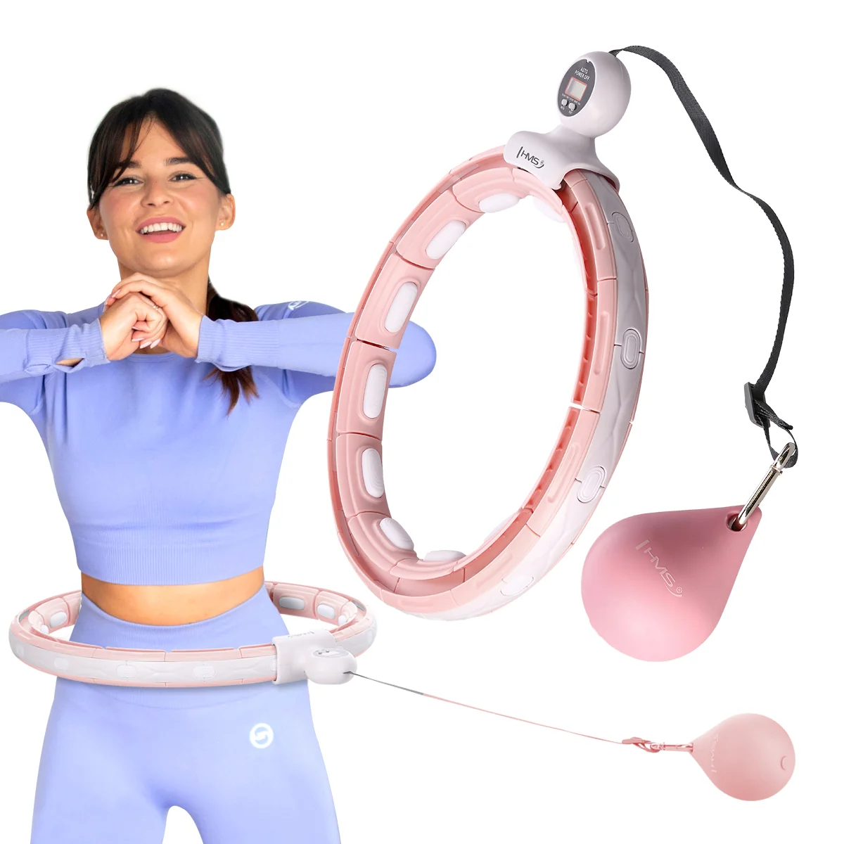 HMS Sada masážní hula hoop HHM15 růžová
