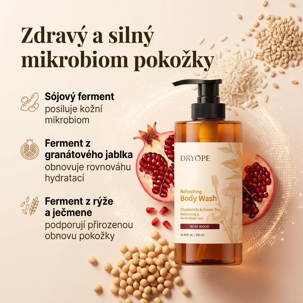 DRYOPE Rose Wood osvěžující body wash 500 ml
