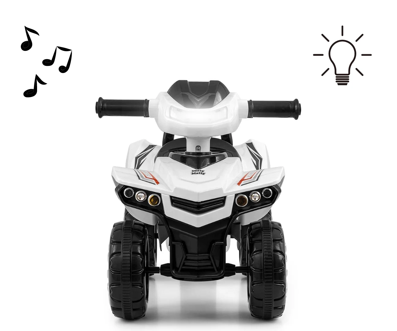 Milly Mally Dětské odrážedlo čtyřkolka Quad Monster Milly Mally, zvuky, světlo - bílé