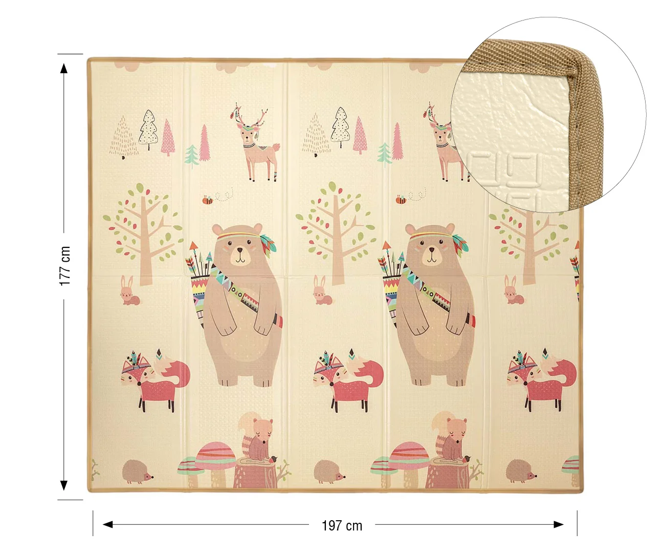 Milly Mally Oboustranná skládací pěnová podložka pro děti 197 × 177 cm - Play Woods