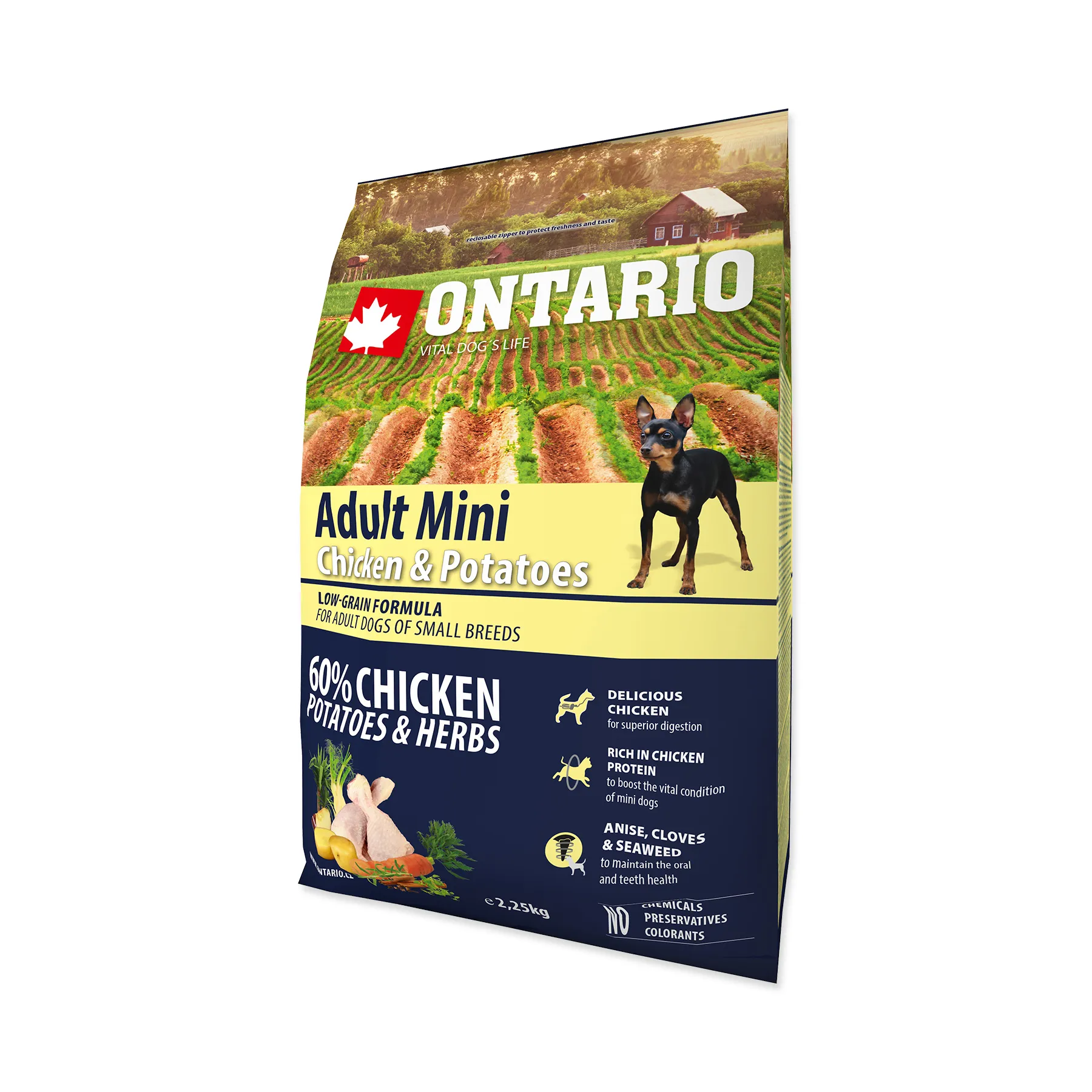 Ontario Adult Mini Chicken & Potatoes granule 2,25 kg