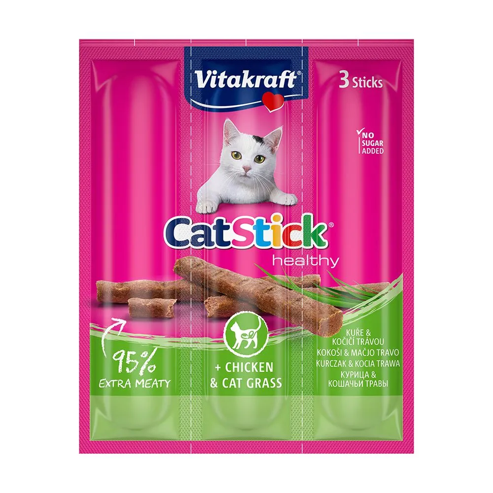 Vitakraft Cat Stick mini kuře a kočičí tráva 3x6 g