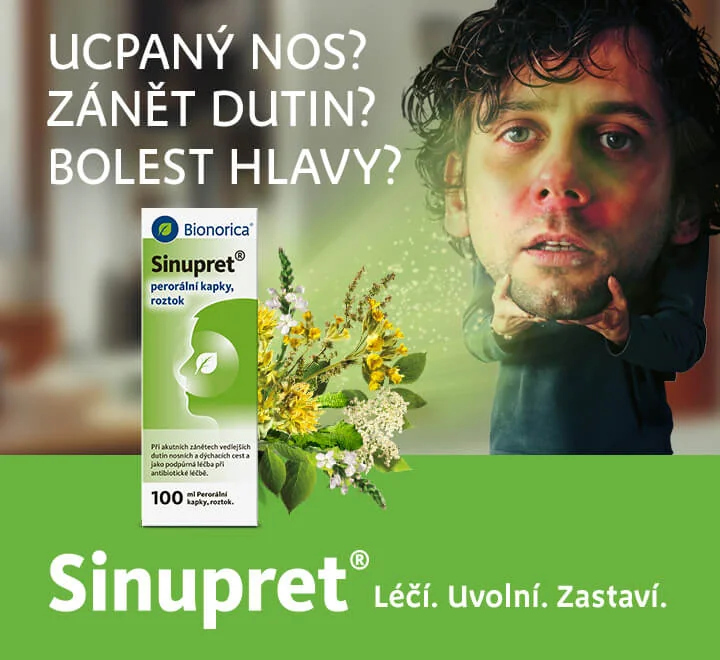 Sinupret kapky 100 ml. Ucpaný nos? Zánět dutin? Bolest hlavy? Sinupret. Léčí, uvolní, zastaví.