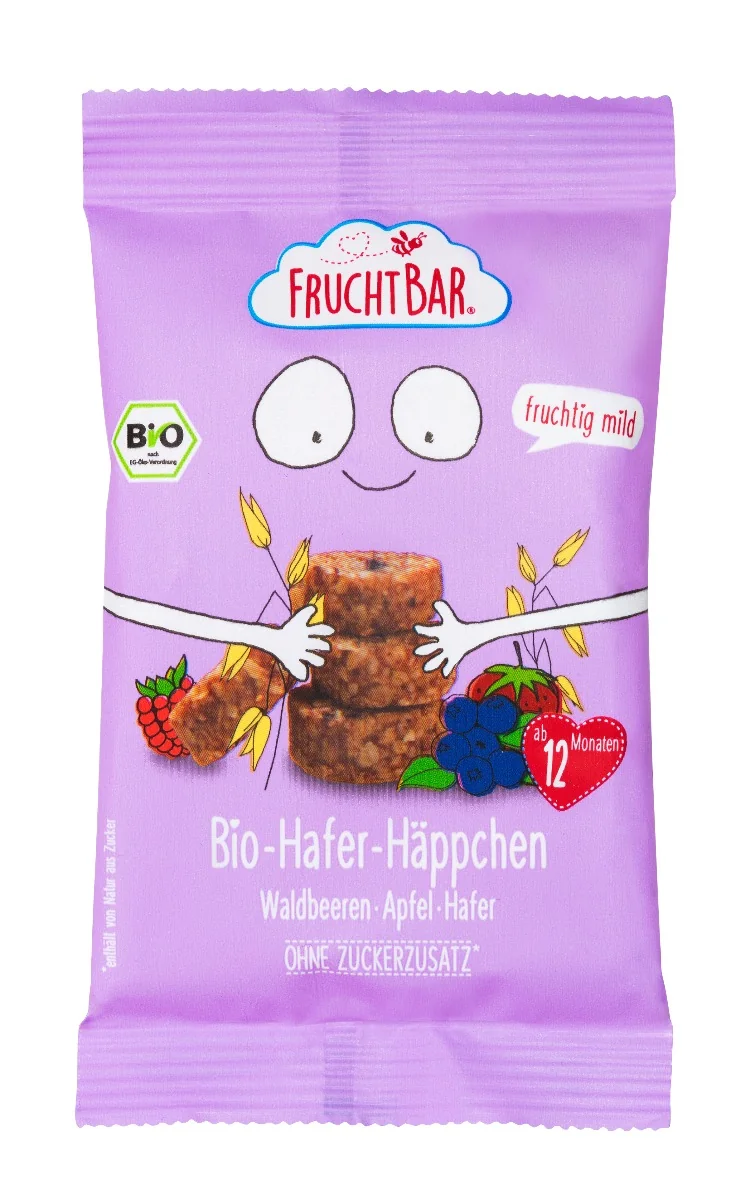 FruchtBar BIO Ovesné kousky s jablkem a lesními plody 40 g