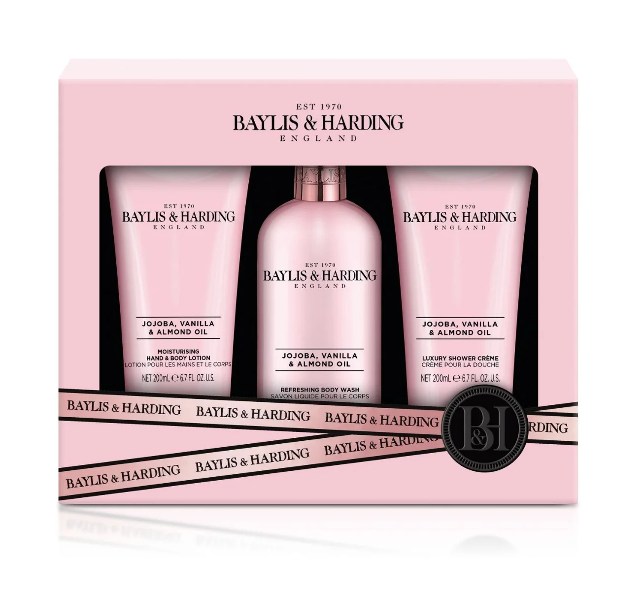 Baylis & Harding Sada péče o tělo Jojoba, Vanilla & Almond oil 3 ks