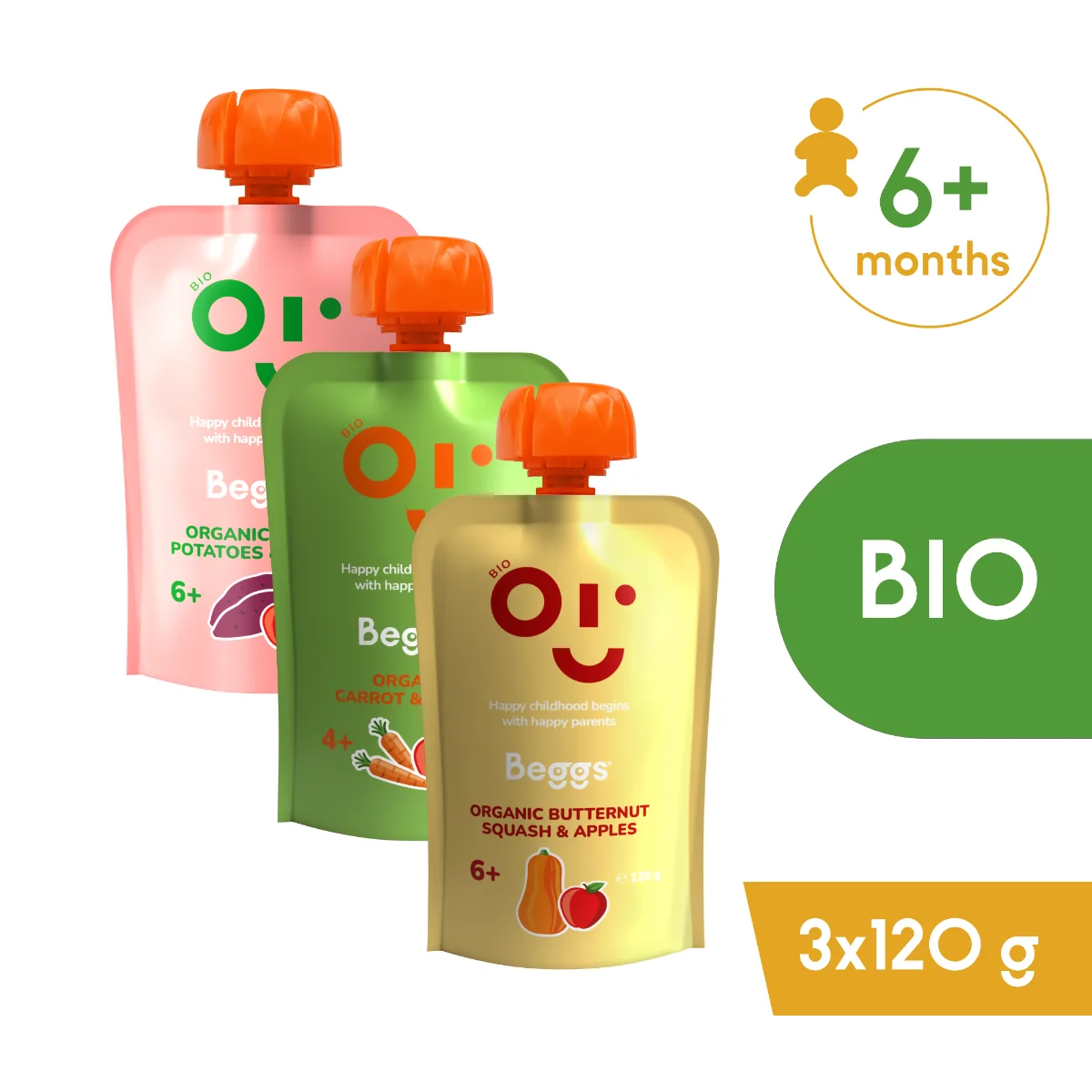 Beggs BIO Mix ovocno-zeleninových příkrmů 3x120 g