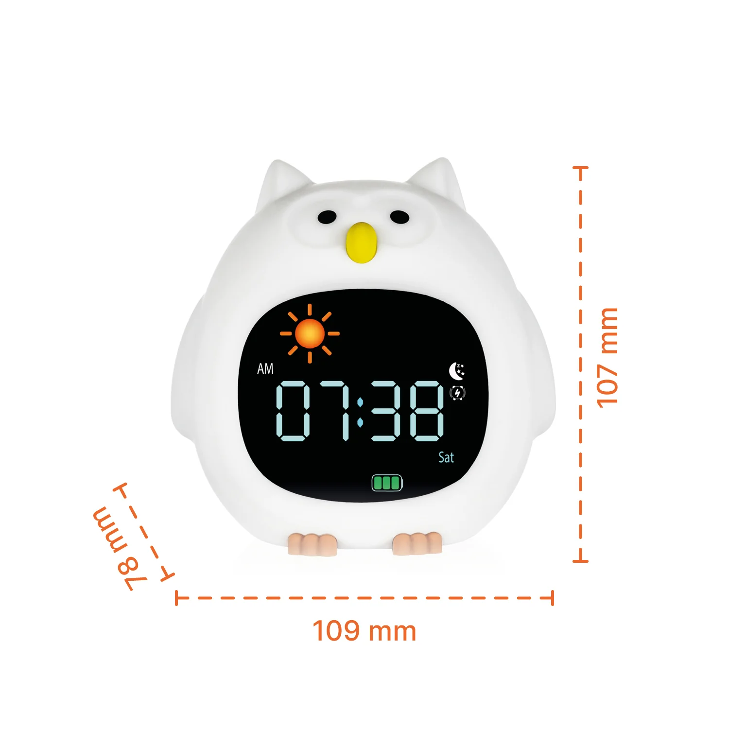 Zopa Silikonový dětský budík s nočním světlem a hudbou, Owl 2