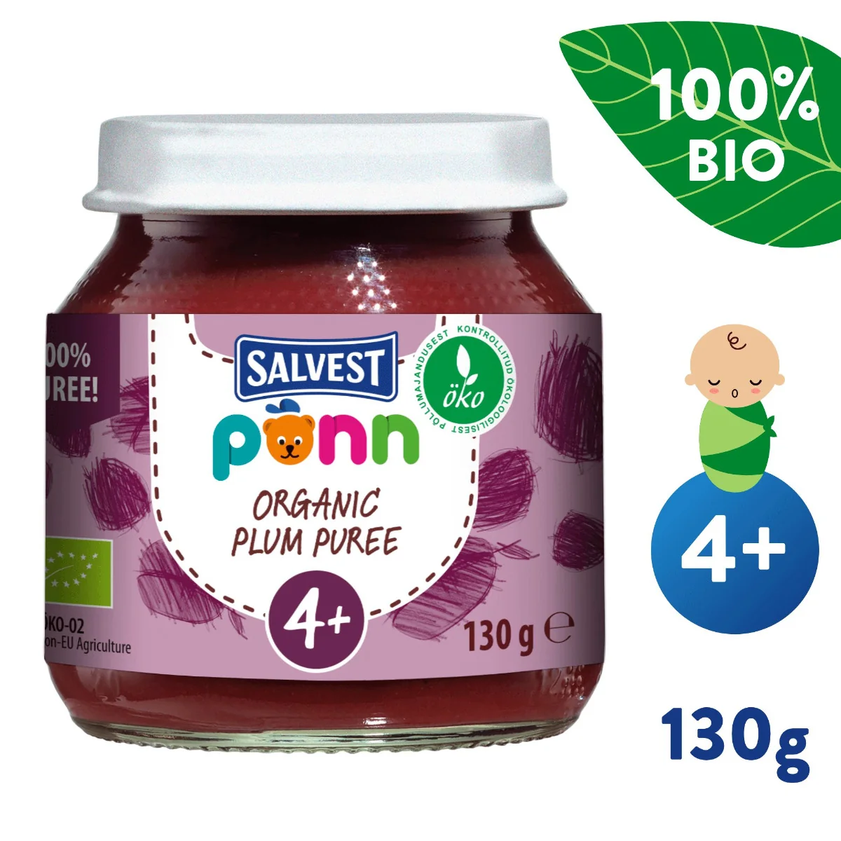 SALVEST Põnn BIO Švestka 100% 130 g