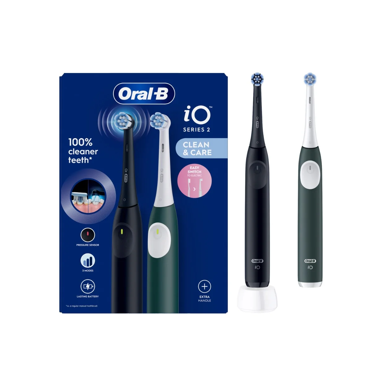 Oral-B iO 2 elektrické zubní kartáčky černý + lesní zelená
