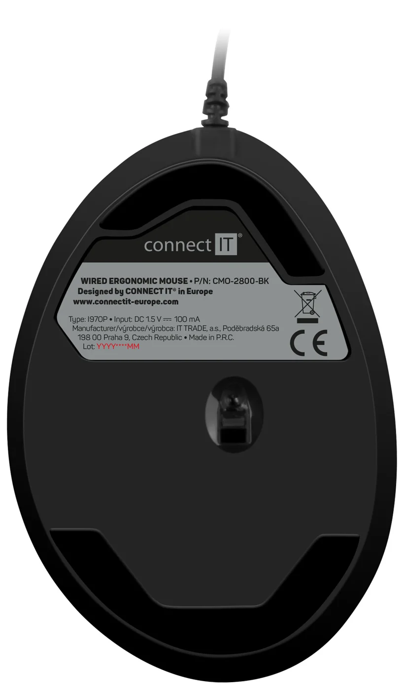 Connect IT For health RGB Ergonomická vertikální myš drátová černá