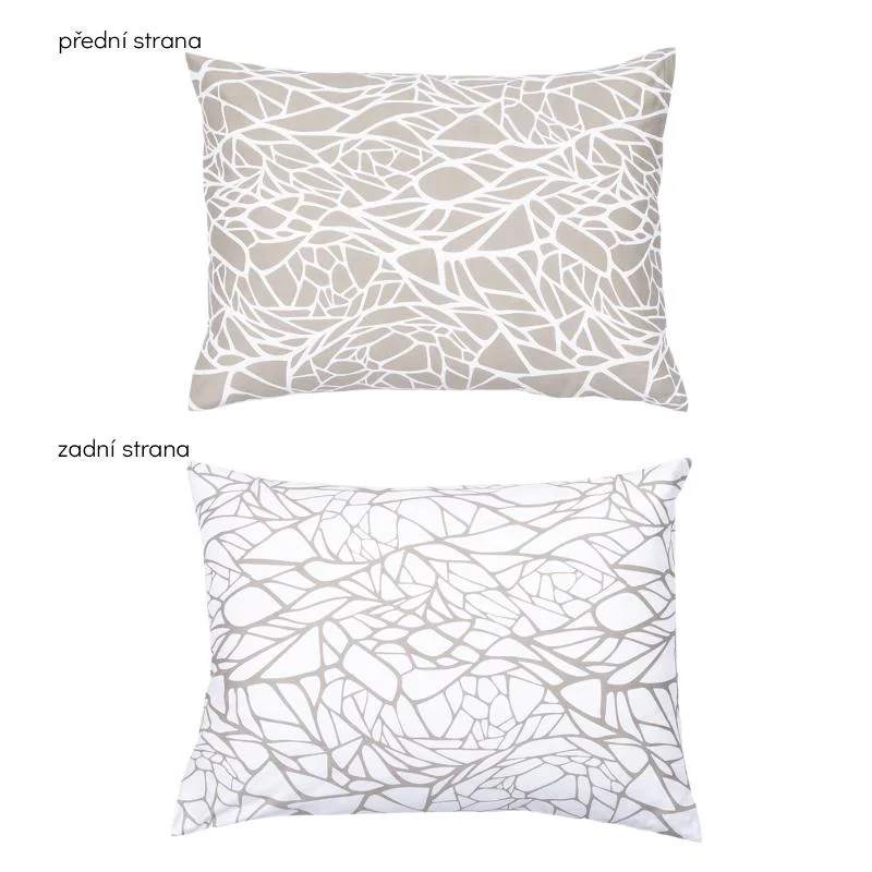 SCANquilt povlečení SATÉN DESIGN glass béžovobílá+bílobéžová 140 x 200/70 x 90 cm