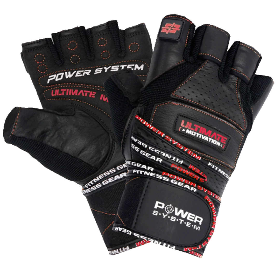 Power System Fitness rukavice ULTIMATE MOTIVATION černočervené - L
