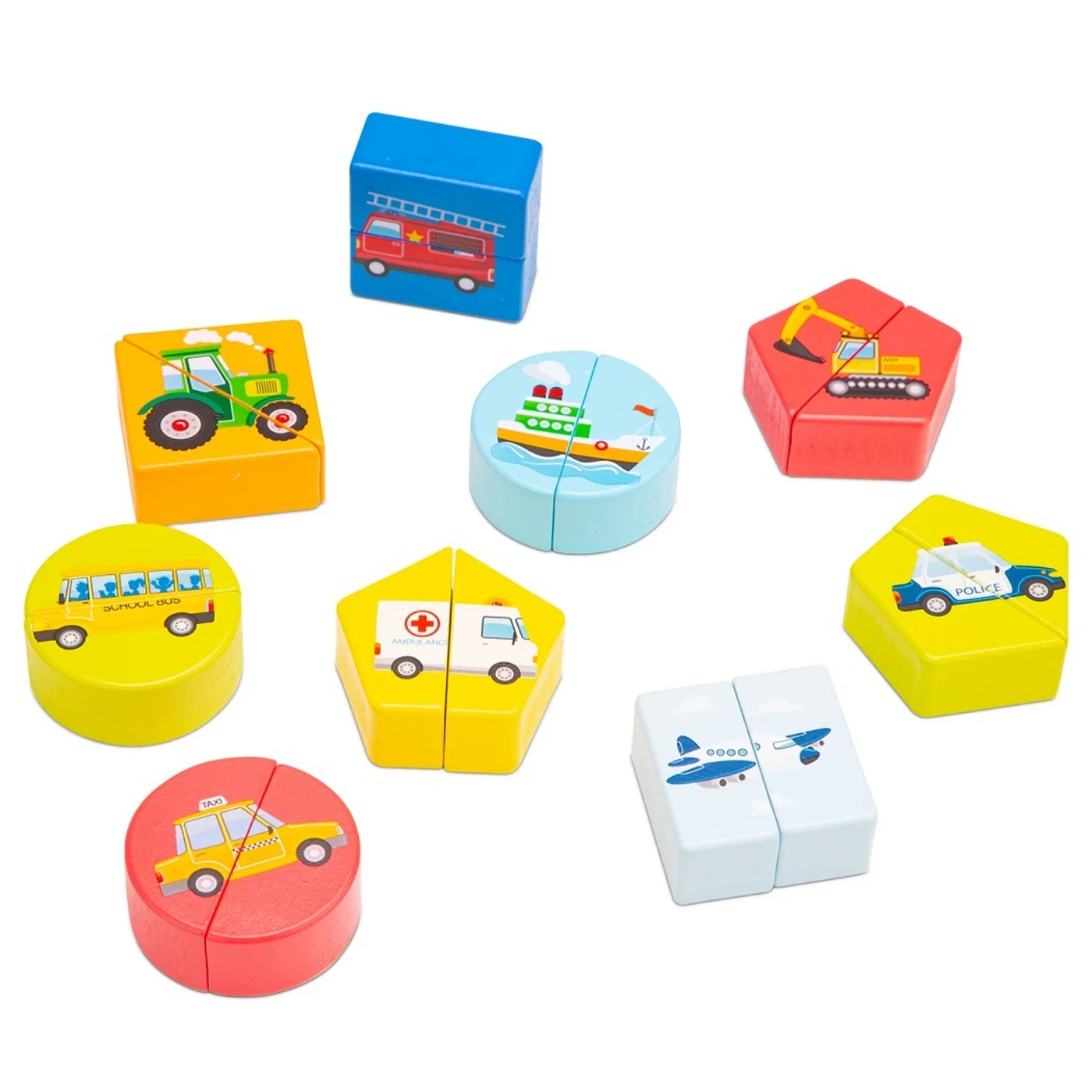 New Classic Toys Dřevěné vkládací puzzle - dopravní prostředky