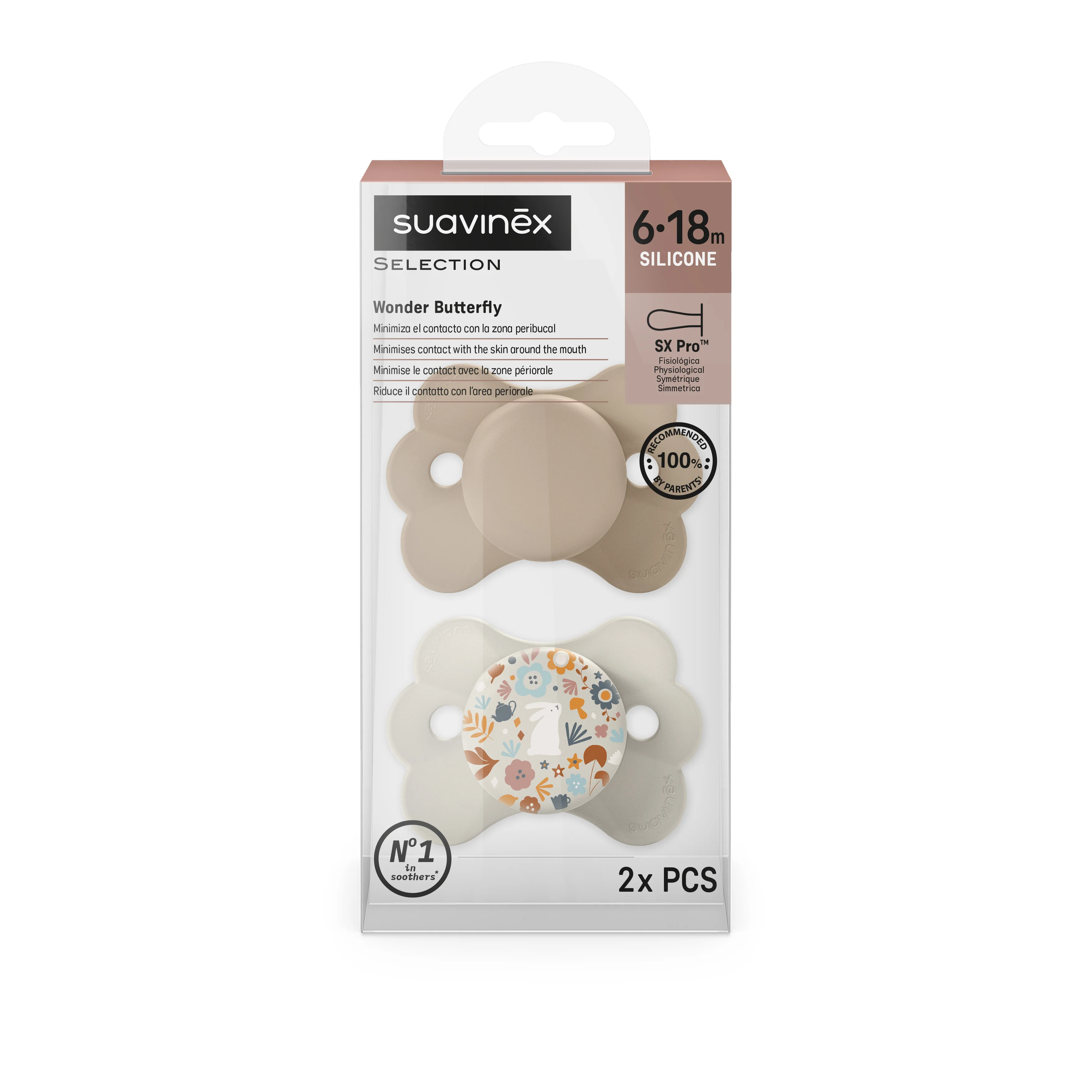 Suavinex Wonderland SX PRO Fyziologický dudlík 6-18m 2 ks krémový