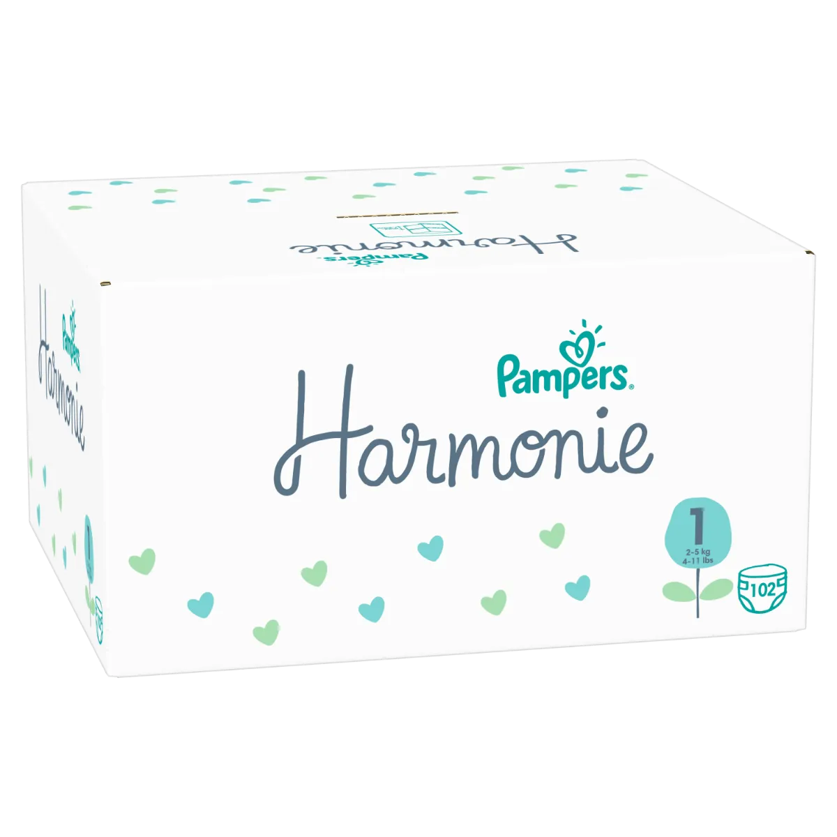 Pampers Harmonie vel. 1 2–5 kg dětské pleny 102 ks