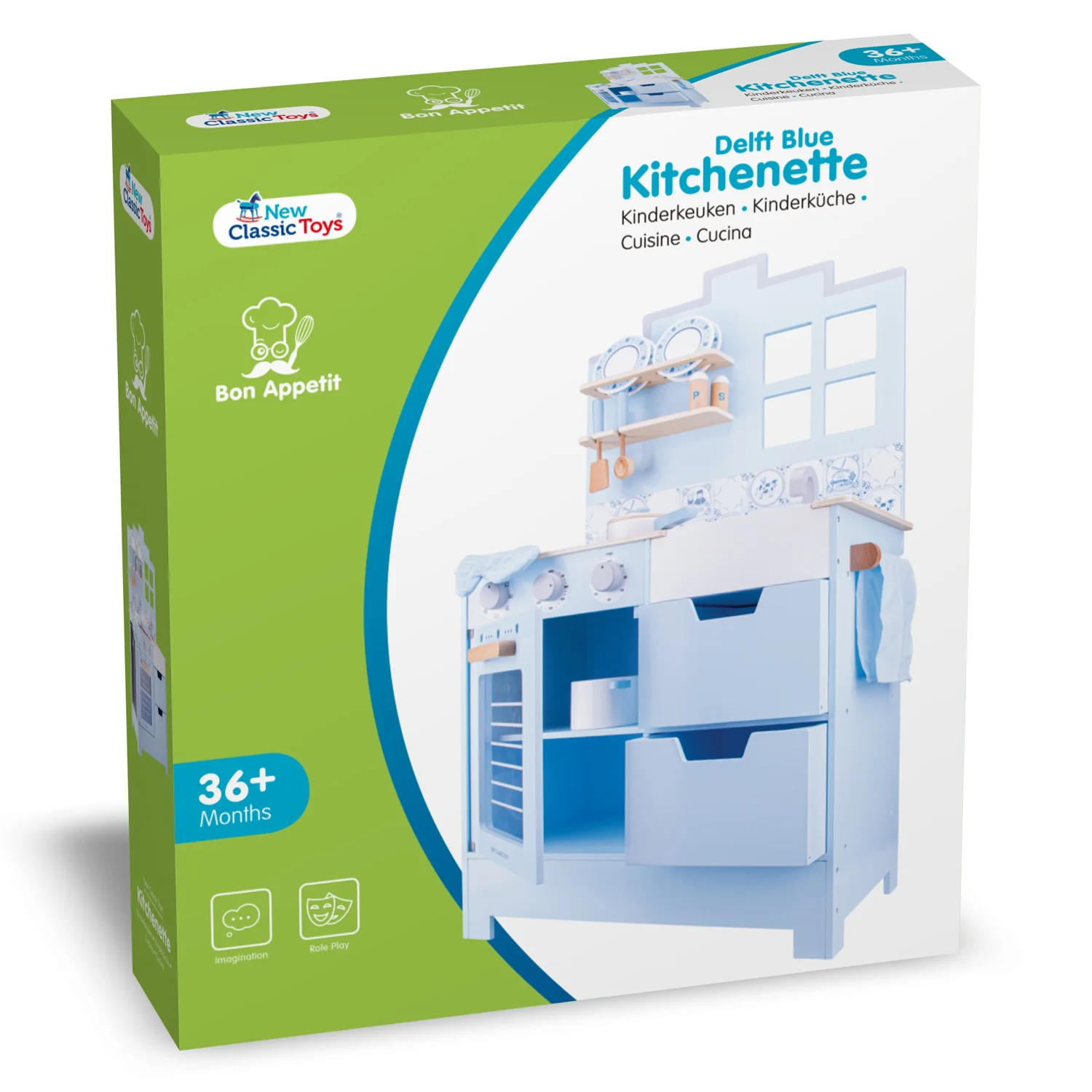 New Classic Toys Dřevěná romantická kuchyňka - světle modrá