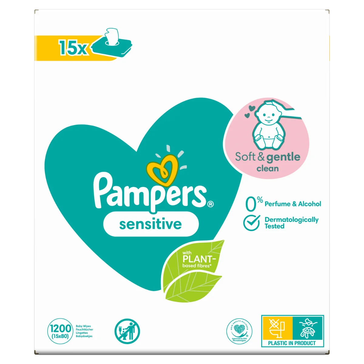 Pampers Sensitive vlhčené ubrousky 15x80 ks