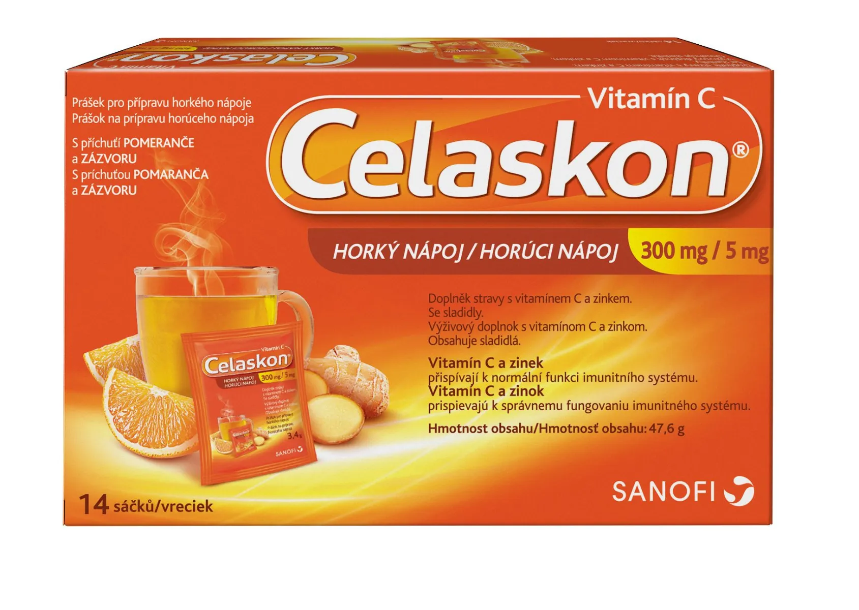 Celaskon Vitamin C 300 mg + Zinek 5 mg horký nápoj 14 sáčků