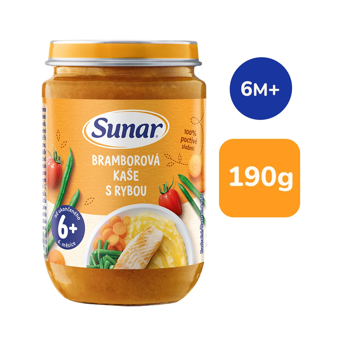 Sunar Příkrm bramborová kaše s rybou 6m+ 190 g