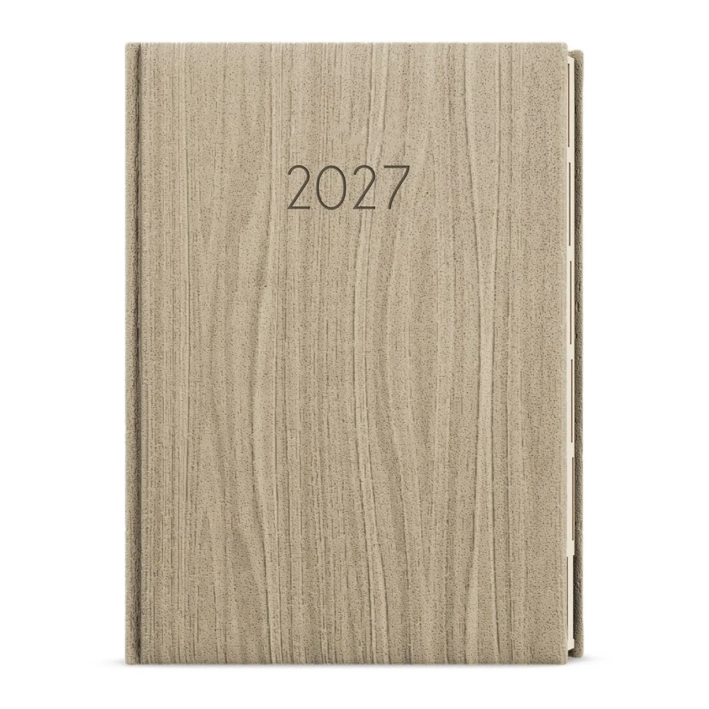 Baloušek Oskar Wood týdenní diář 2027, světle hnědý, A5 14,3 × 20,5 cm