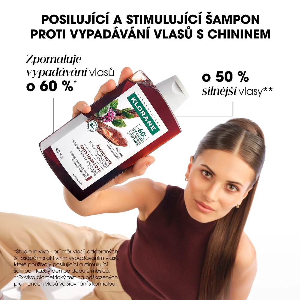 KLORANE Šampon při vypadání vlasů s chininem a BIO protěží alpskou 400 ml