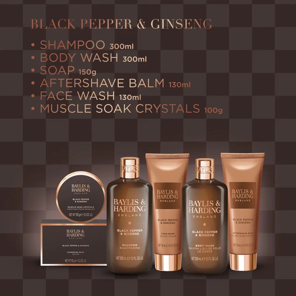 Baylis & Harding Pánská dárková sada péče o tělo Black Pepper & Ginseng 6 ks