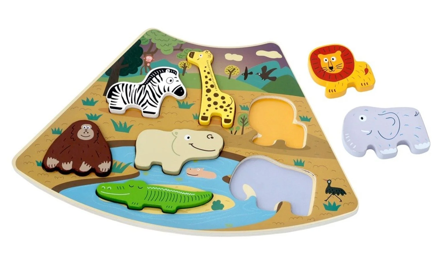 2Kids Toys Dřevěné puzzle Safari propojitelné, 7 dílů