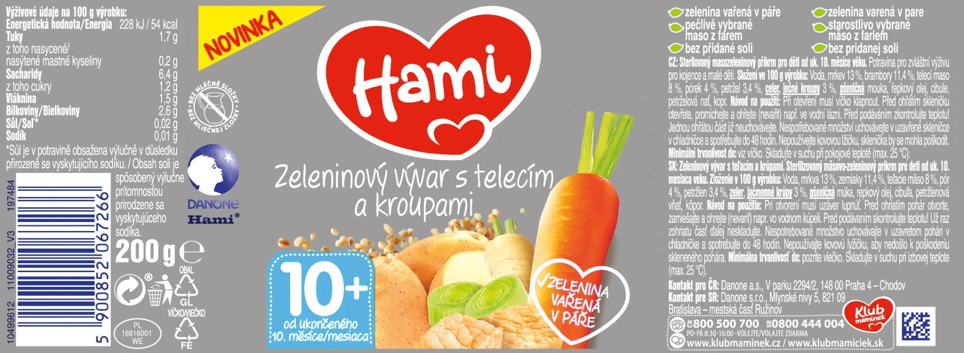 Hami Zeleninový vývar s telecím a kroupami 10m+ 200 g