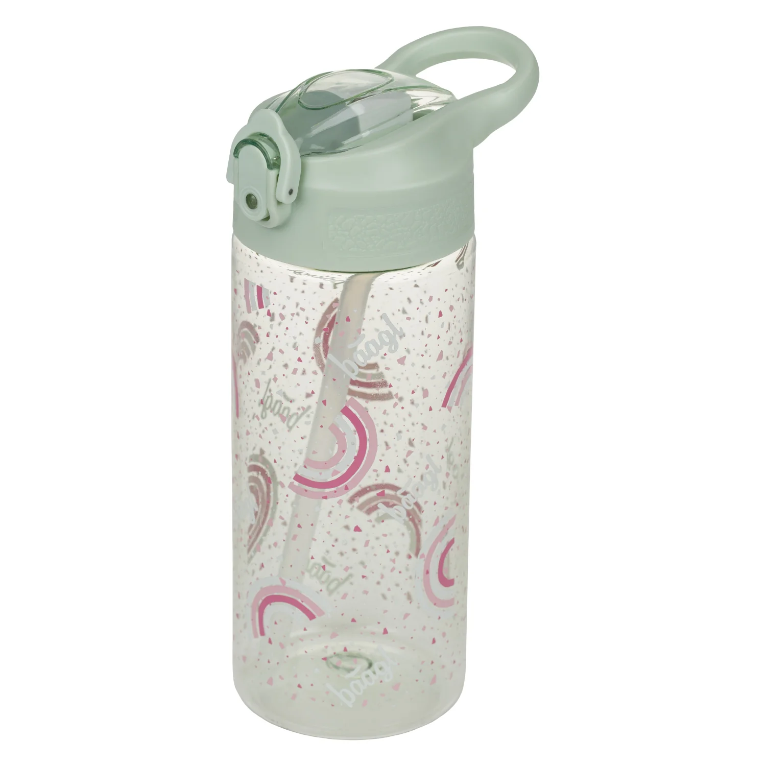 Baagl Tritanová láhev na pití s brčkem Duha, 500 ml