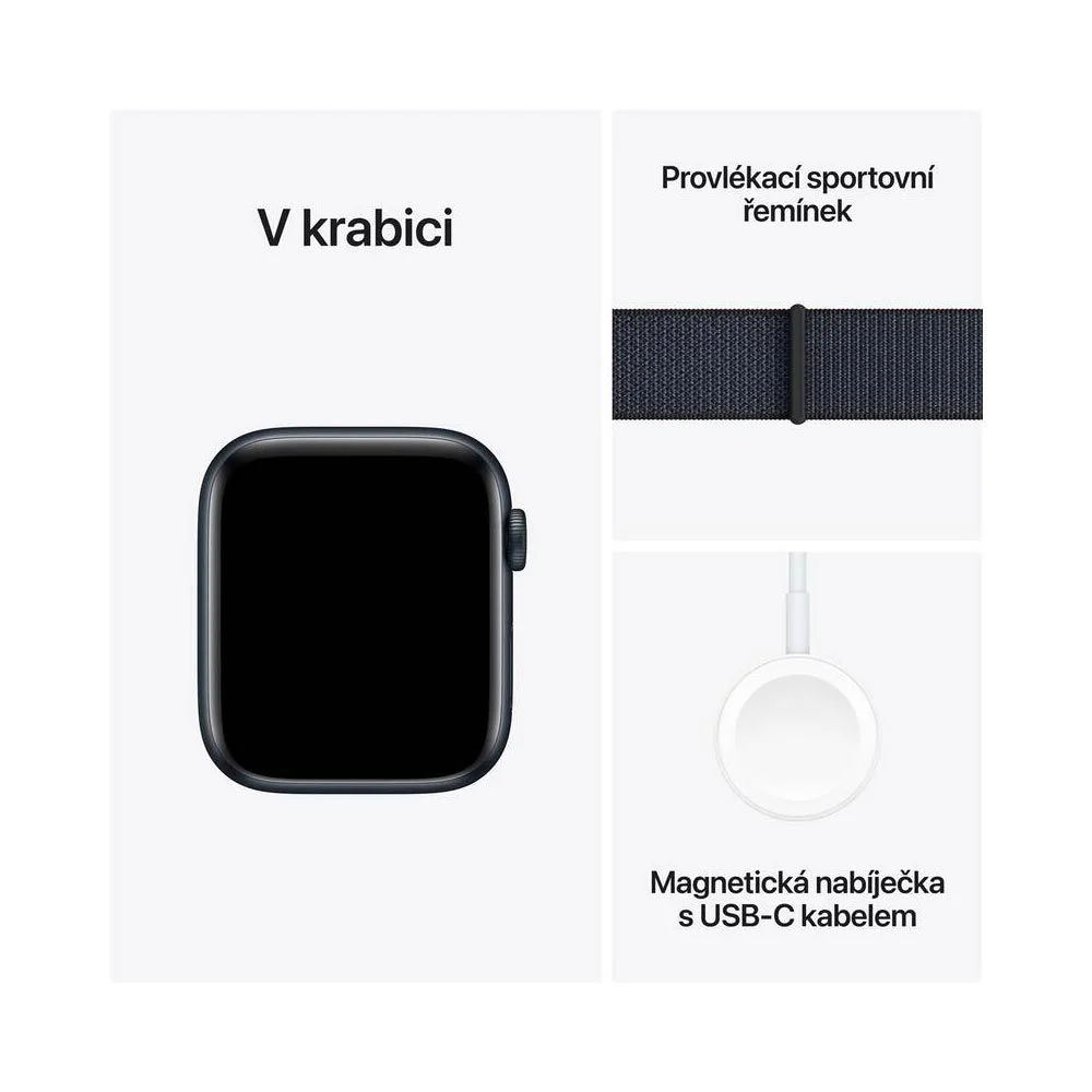 Apple Watch SE 44 mm sport loop chytré hodinky midnight/ink