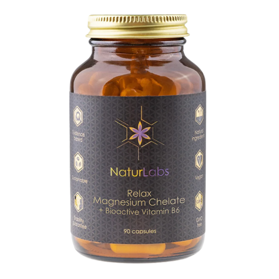Naturlabs Relax Hořčík chelát bisglycinát + bioaktivní vitamín B6 - 90 kapslí