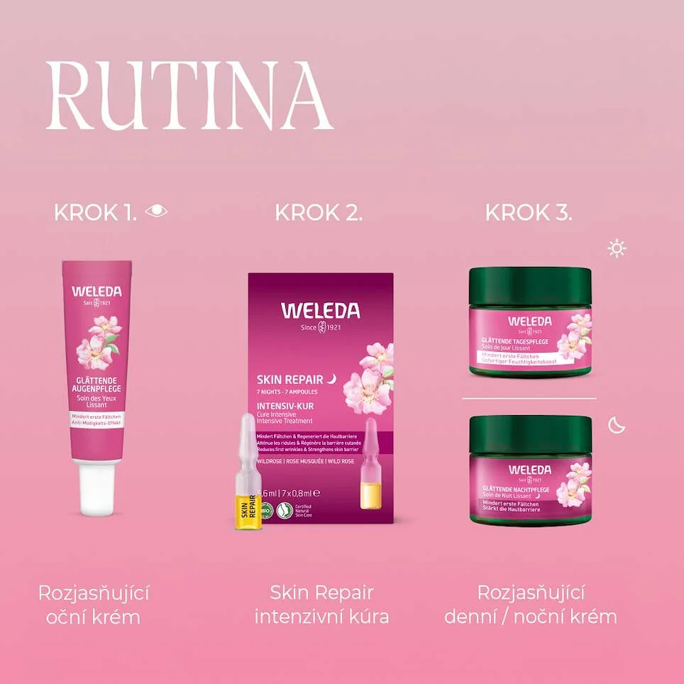 Weleda Rozjasňující oční krém Divoká růže a Bílý čaj BIO 12 ml