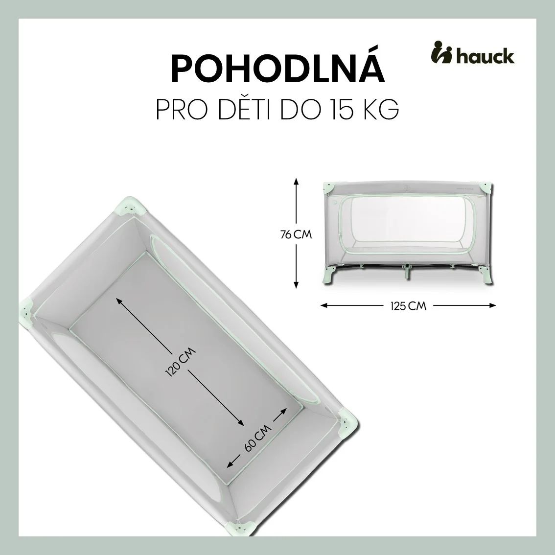 Hauck Cestovní postýlka Dream N Play Plus Dusty Mint