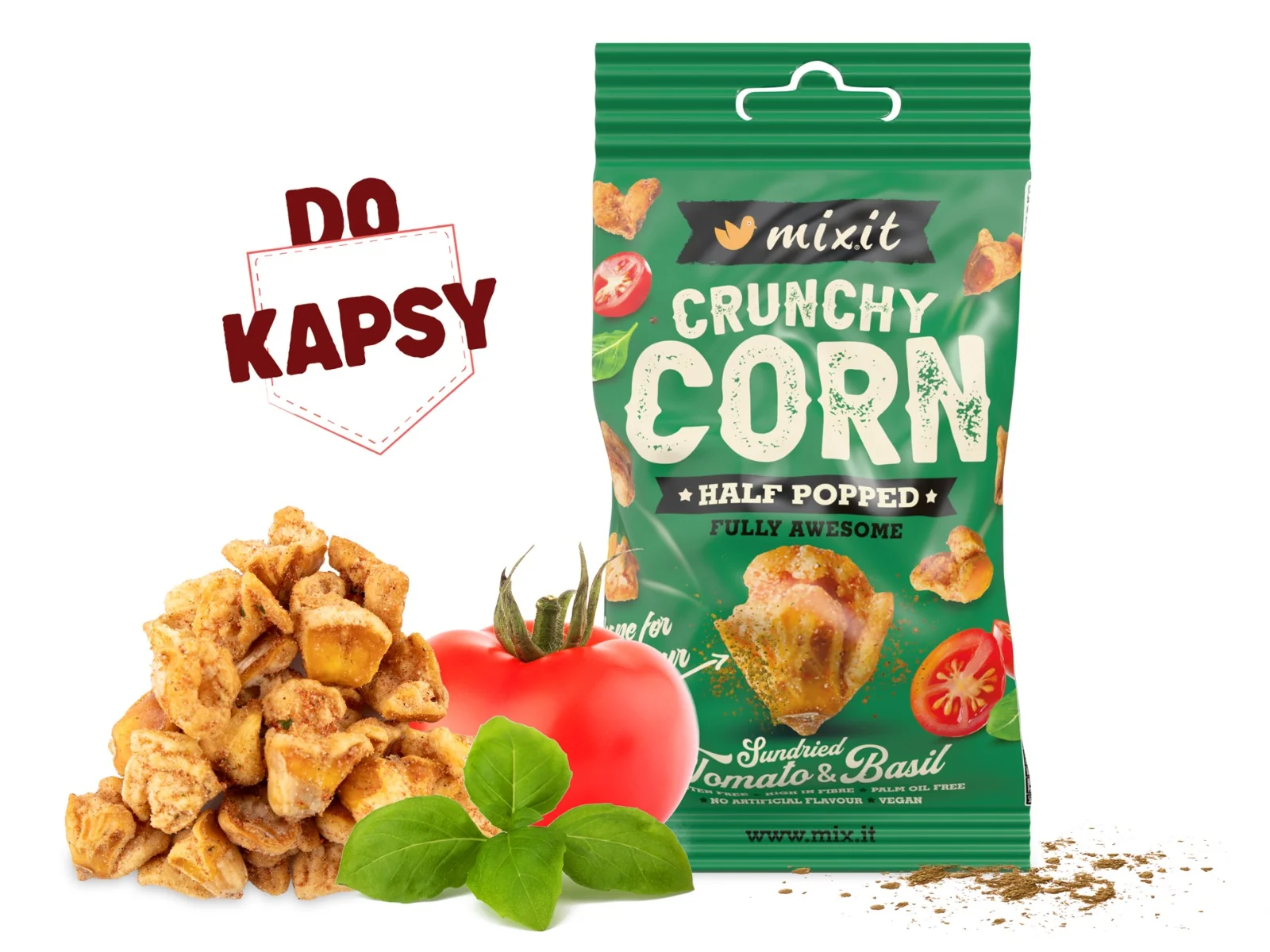 Mixit Crunchy Corn do kapsy Rajče & Bazalka 40 g