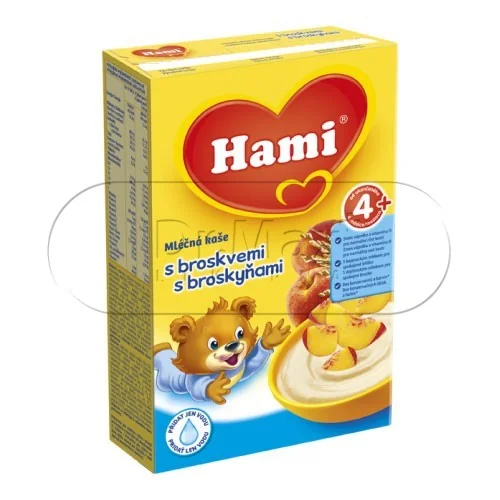 HAMI kaše rýžová mléčná s broskvemi 225g 4M