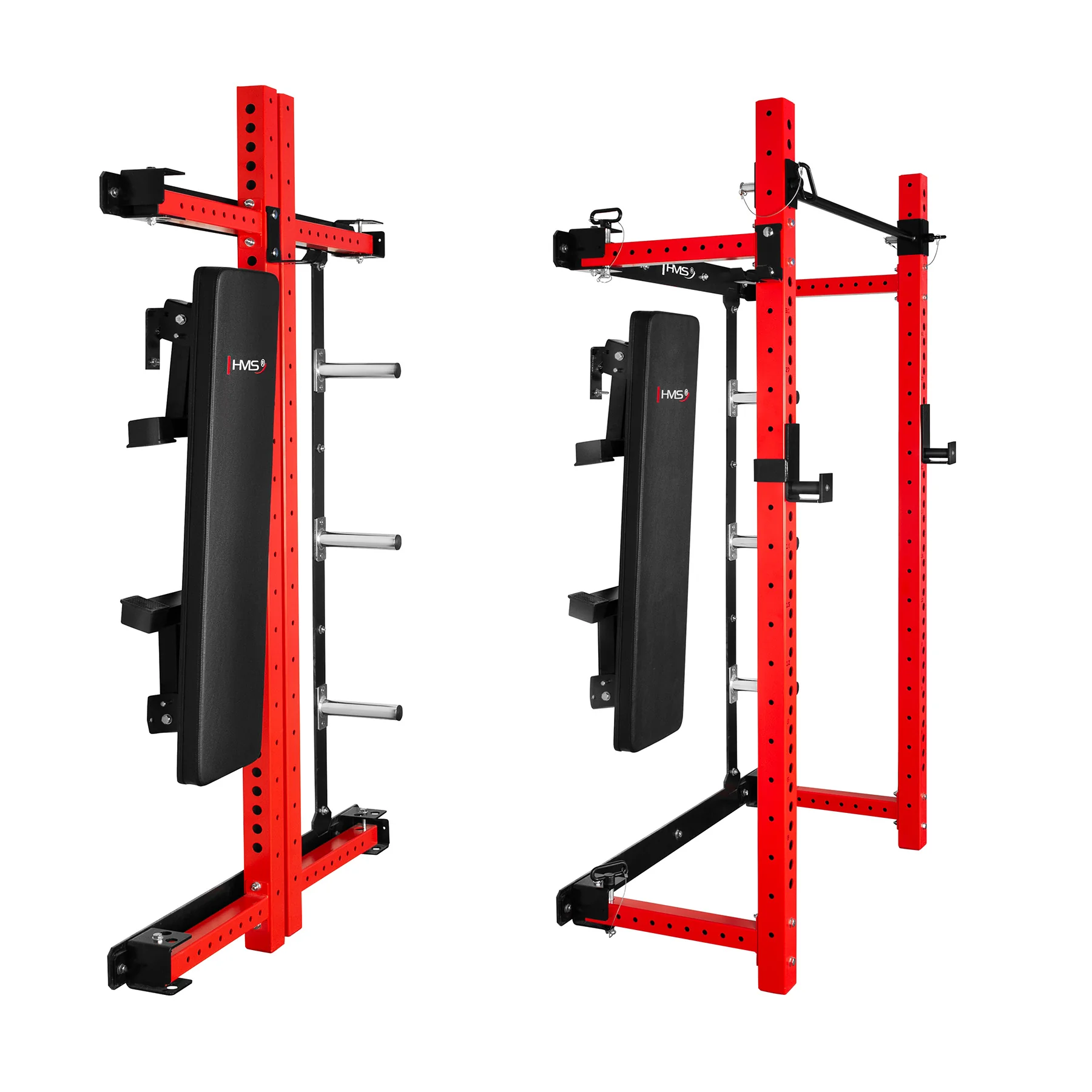 HMS Multifunkční skládací posilovací stojan - Power Rack KLT34 červený