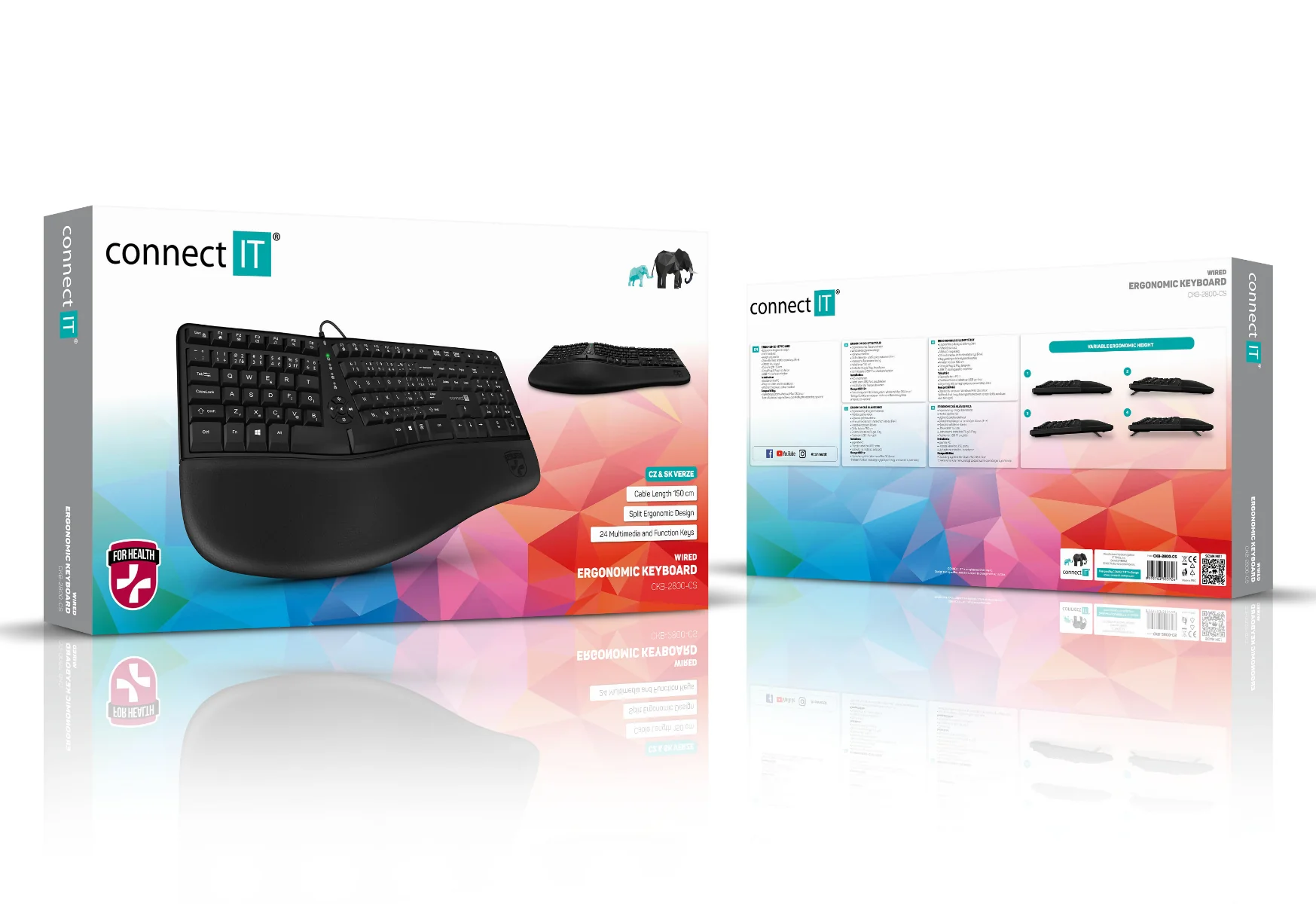 Connect IT For Health Drátová ergonomická klávesnice cz + sk